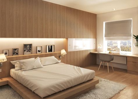 Design Ložnic, Japandi Bedroom, Small Bedrooms, Wooden Bedroom, Bedroom Accent, Accent Wall Bedroom, Bedroom Bed Design, Bedroom Furniture Design, Modern Bedroom Design