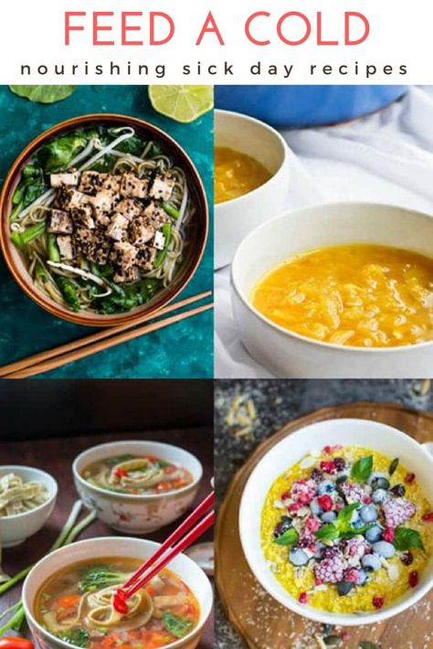 Foods to Eat When You Have a Cold: This cold and flu season, keep yourself hydrated and fortified with these vegan and vegetarian recipe ideas. #sick #recipes #vegan #soup #sickday via @champagneta0249 Comfort Food When Sick, Best Sick Food, Food When Sick, Soup For Sick, Vegetarian Food List, Eat When Sick, Sick Food, Vegetarian Soup Recipes, Food To Eat