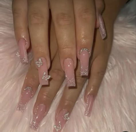 Birthday Nail Set Ideas Pink, Pink Preppy Nails, Fancy Pink Nails, Preppy Nails, Brown Acrylic Nails, Fantasy Nails, Nude Nail Designs, Nails Today, Girly Acrylic Nails