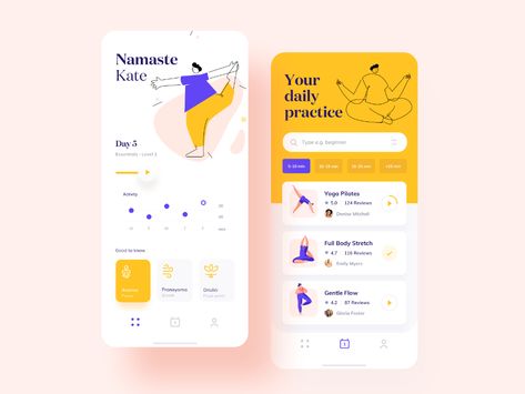 Routine Apps Daily, Routine App, Health App Design, School Works, Yoga App, App Design Layout, Mobile App Design Inspiration, App Interface Design, Mobile Ui Design