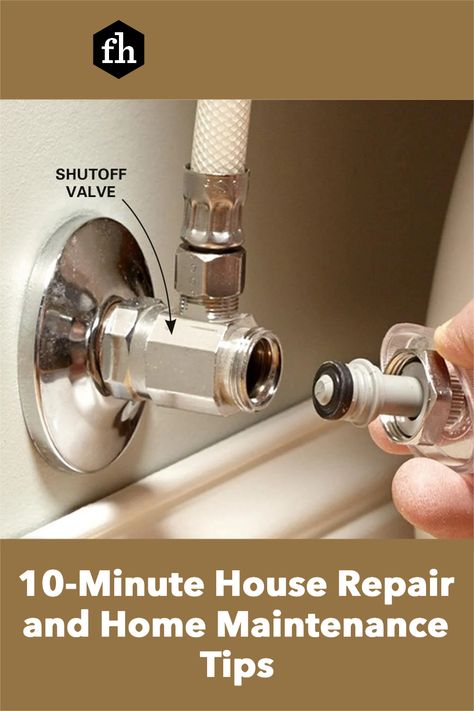 Simple fixes to household headaches that take 10 minutes or less — these home repairs are quick and easy. Home Maintenance Tips, House Repair, Diy Handyman, Home Maintenance Checklist, Plumbing Installation, Diy Plumbing, Plumbing Repair, Home Fix, Age 50