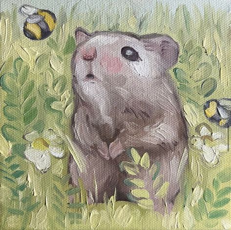 Cute Animal Paintings, Coquette Animals, Arte Van Gogh, Cute Paintings, Cute Canvas, Fairytale Art, Cute Little Drawings, Art Inspiration Painting, Painting Inspo