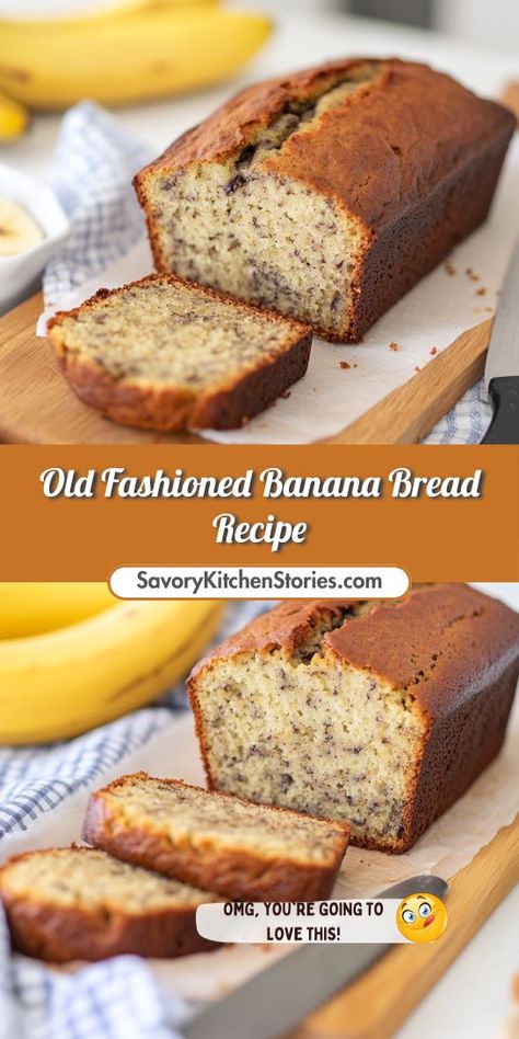 How does the aroma of freshly baked banana bread sound? This Old Fashioned Banana Bread Recipe is a timeless treat that’s easy to make and irresistibly tasty. Don’t forget to save it for later so you can enjoy this scrumptious slice whenever you want! Old Fashioned Banana Bread Recipe, Low Sodium Banana Bread, Home Made Banana Bread Recipe, Small Banana Bread Recipe, Old Fashioned Banana Bread, Super Moist Banana Bread Recipe, Use Ripe Bananas, Banana Bread With Oil, Coconut Loaf Cake