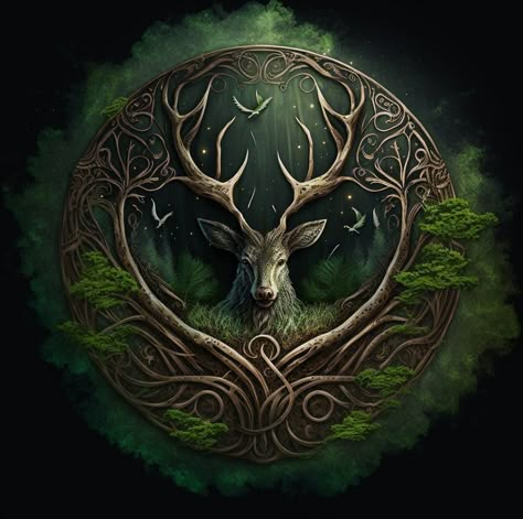 Celtic Fantasy Art, Tato Naruto, Horned God, Irish Tattoos, Spirit Animal Art, Gothic Fantasy Art, Celtic Art, Cool Wallpapers Art, Beautiful Fantasy Art