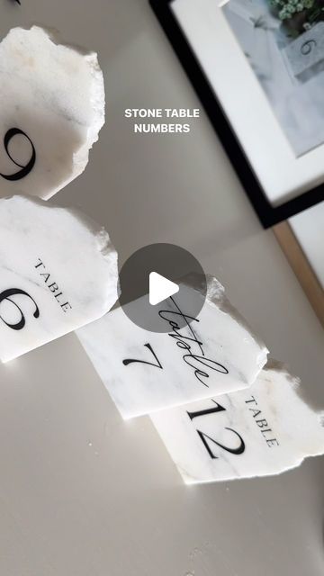 Made & True | Alexis Schneider on Instagram: "Let’s add texture to your tables 🤩  #stonetablenumbers #stonesigns #marblesigns #weddingtablesetting #weddingtablenumbers #weddingdecor #weddingdesign #2024weddings #2025weddings" Diy Stone Table Numbers, Cement Table Numbers, Table Numbers Stone, Marble Table Numbers, Concrete Wedding Table Numbers, Table Numbers Wedding Diy, Diy Table Numbers, Wedding Table Settings, Wedding Table Numbers