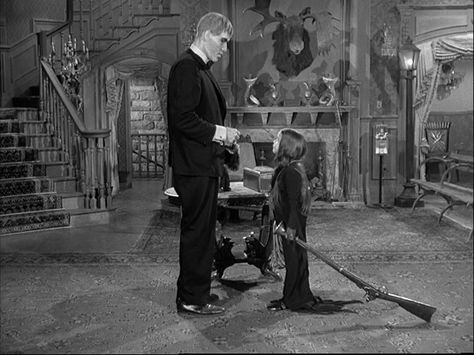 Lurch and Wednesday Addams Addams Family TV Munster Family, Munsters Tv Show, Eddie Munster, Black Sheep Of The Family, The Munster, Yvonne De Carlo, Female Vampire, The Munsters, Black Lagoon