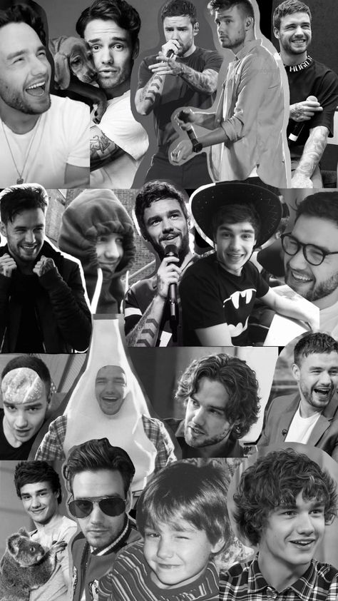 Liam Payne Black And White, Liam Payne Wallpaper, Wallpaper Collage, Liam Payne, Historical Figures, Black And White, Collage, Pins, White