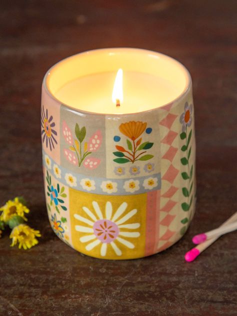 Pottery Painting Designs Mugs, Boho Candles, Candle Decorating, Mug Candles, Mug Candle, Boho Candle, Hand Painted Candles, Home Finds, Cerámica Ideas