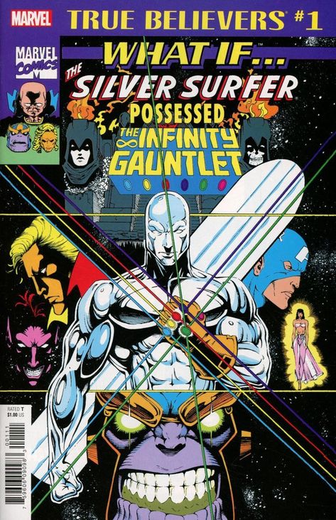 True Believers: What If the Silver Surfer Possessed the Infinity Gauntlet #1 - ...What If the Silver Surfer Possessed the Infinity Gauntlet? What If Marvel, Space Portal, Silver Surfer Comic, The Infinity Gauntlet, Marvel Comics Covers, Infinity Gauntlet, Comic Manga, Marvel Comic Books, Marvel Comics Art