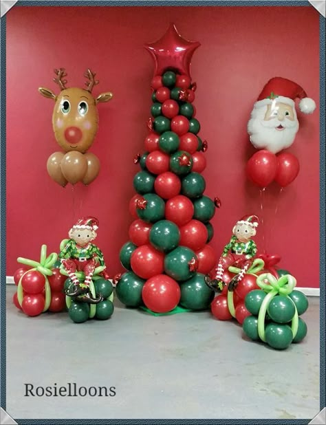 Christmas Balloon Decor, Balloon Christmas, Christmas Balloon Decorations, Balloon Tree, Deco Ballon, Balloons Decor, Grinch Christmas Decorations, Balloon Designs, Balloon Crafts