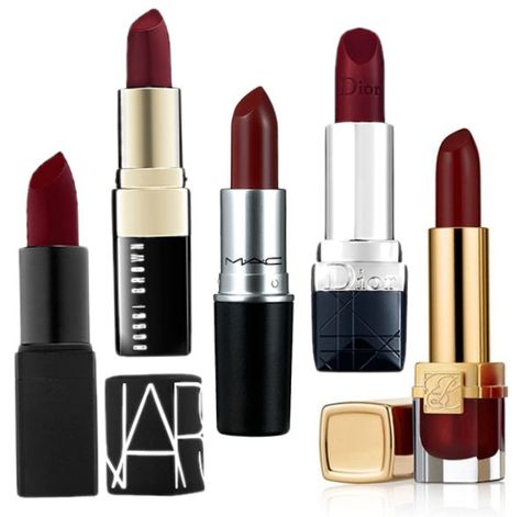 Nars 'Scarlet Empress' | Bobbi Brown 'Blackberry' | MAC 'Dubonnet' Dior 'Hypnotic Red' | Estee Lauder 'Bitten Fig' Dark Red Lipstick, Skyline Tattoo, Berlin Skyline, Holiday Quote, Cherry Lips, Deep Winter, Dark Makeup, Lip Products, Dark Lips