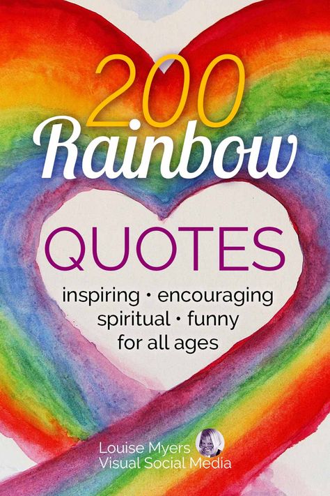 Want to encourage and inspire? Find all kinds of rainbow quotes to give hope: short sayings, funny quotes and Bible verses about rainbows, Maya Angelou rainbow quotes, happy ones, rainbow sayings for kids, quotes about love, and more! Perfect to make graphics for social media, text to a friend, or educate students. Rainbow Positive Quotes, Christian Rainbow Quotes, Rainbow Sayings Inspiration, Poems About Rainbows, Rainbow Sayings For Kids, Quotes About Rainbows Inspirational, Rainbow Quotes Short, Rainbow Quotes Inspirational Short, Rainbow Quotes For Kids