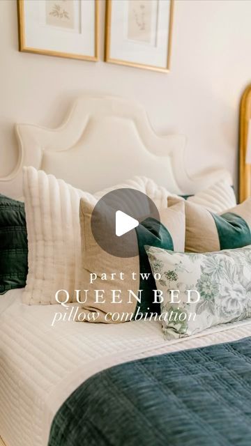 Kinsey Walsh | Home Decor • Design on Instagram: "✨ Queen bed pillow combination idea - PART TWO! Save for later ✨ 🔗 Comment SHOP for links or click the link in my bio -> Shop Instagram Bedding Recipe: 🔹 Tucked in oversized quilt (color ivory) 🔹 Matching blue queen quilt + shams (color stormy blue) 🔹 Two 26x26 faux fur euro shams (color cream white) 🔹 Two 20x20 decorative pillows (color natural oasis) 🔹 One 14x26 lumbar pillow 🔹 You can always add in additional sleeping pillows behind the queen shams #homedecor #interiordesign #homeinspo #amazonfinds #amazonhome #founditonamazon #shopltk #ltkhome #ltkunder100 #ltkunder50 Home Inspiration Home Decor Bedroom Design" Sleeping Pillows, Oversized Quilt, Stormy Blue, Blue Queen, Instagram Queen, Master Bed, Quilted Sham, Bed Pillow, Euro Shams