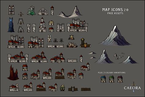 Map Icons 2.0 | Patreon Make Your Own Map, Ancient Scroll, Village Map, Fantasy Village, Map Icons, Amazing Maps, Tabletop Rpg Maps, Rpg Maps, Fantasy Map