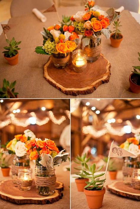 Fall Wedding Tables, Rustic Wedding Decorations, Fall Orange, Fall Wedding Centerpieces, Rustic Fall Wedding, Wedding Floral Centerpieces, Roses Wedding, Fall Wedding Decorations, Orange Wedding