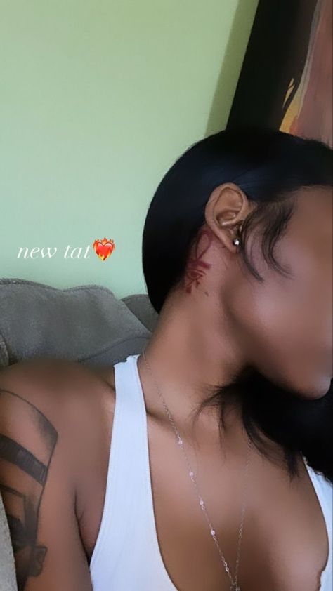 Word Neck Tattoos Black Women, Back Of Neck Tattoo Black Women, Neck Tats Women Words, Neck Tattoos Women Black, 333 Tattoo Behind Ear, Eat Tattoos Women, Neck Tattoos Black Women, Behind The Neck Tattoos For Women, Cute Neck Tattoos For Women