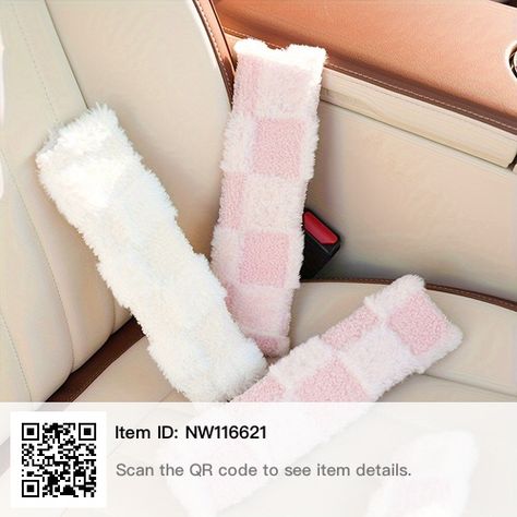 Checkered Belt, Girly Car Accessories, Car Things, Long Drives, Three Flowers, Girly Car, Seat Belts, Seat Belt Cover, Elegant Color