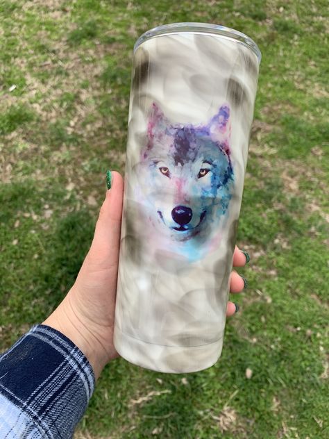 Wolf Tumbler Ideas, Resin Journal, Waterslide Decal Paper, Elevated Bed, Fantasy Wolf, Glitter Tumbler Cups, Valentines Crafts, Glitter Tumblers, Cup Designs