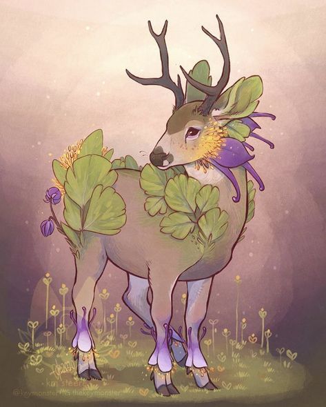 Horned God, Mythical Animal, Cute Fantasy Creatures, Mule Deer, Creature Drawings, Fantasy Creatures Art, Arte Sketchbook, Mythical Creatures Art, A Deer