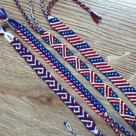 Handmade Flags, Blue Bracelets, Friendship Bracelets Designs, Friendship Bracelets Patterns, Diy Friendship Bracelets, String Bracelets, Diy Friendship Bracelets Patterns, Usa Jewelry, Thread Bracelets