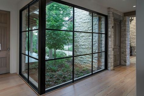 Window Over Sink, Family Room Windows, Dental Office Design Interiors, Contemporary House Exterior, Corner Window, Steel Windows, Industrial Architecture, Modern Farmhouse Exterior, Farmhouse House