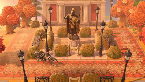 Animal Crossing Fall Entrance Ideas, Acne Fall Island, Acnh Autumn Town Entrance, Acne Museum Entrance, Acnh Museum Exterior Fossil, Animal Crossing Museum Entrance Ideas, Acnh Fall Town Entrance, Animal Crossing Fall Entrance, Acnh Fall Island Entrance