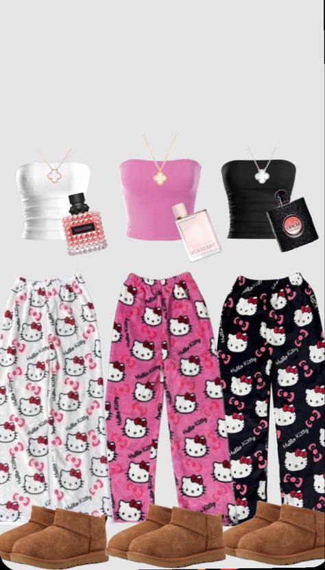 Hello Kitty Pajama Pants, Hello Kitty Outfit, Hello Kitty Pattern, Bff Matching Outfits, Kitty Pattern, Bff Matching, Matching Outfits Best Friend, Hello Kitty Clothes, Cute Hello Kitty