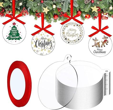 Limited time deal $25.79 (14% off)(List Price: $29.99) 100 Pcs Clear Round Acrylic Ornaments Clear Acrylic Christmas Ornaments DIY Blank Round Acrylic Christmas Ornament with Red Ribbon for Christmas Tree Party Hanging Decoration Supplies (4'' 100 pcs) Acrylic Round Ornaments, Acrylic Ornaments Diy, Clear Acrylic Christmas Ornaments, Cricut Christmas Ornaments, Ribbon For Christmas Tree, Acrylic Christmas Ornaments, Christmas Tree Party, Clear Christmas Ornaments, Christian Ornaments