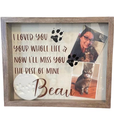 Pet Memorial Ideas Dogs, Dog Shadow Box, Personalized Shadow Box, Colored Shadow, Cat Shadow, Pet Grave Markers, Personalized Pet Memorial, Memorial Signs, Pet Ashes