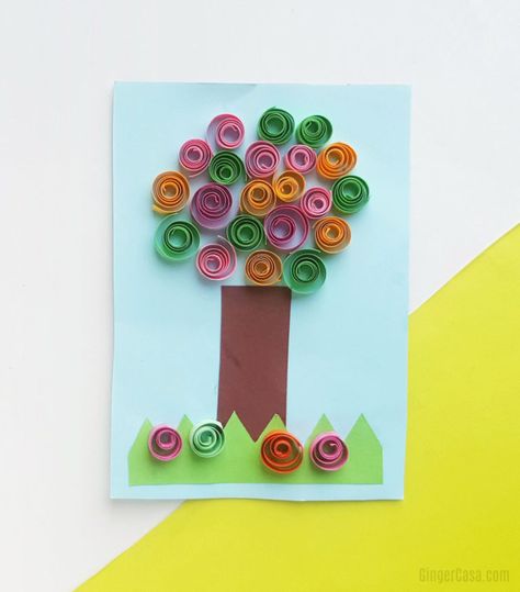 Quilled Tree Craft For Kids - A Fun and Beautiful Tree Craft! Quilling Craft Ideas, Quiling Paper Art Easy, Paper Quilling For Kids, Quilling Art For Beginners, Quilling For Kids, Tree Crafts For Kids, Quiling Paper Art, Quilled Tree, Paper Quilling For Beginners