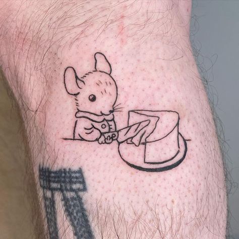 Allynn Carpenter on Instagram: "Cheese Time, Baby! Also an accurate title for the past week during which I was not tattooing and dear god am I glad to be back! This is the cutest of Richard Scarry cuties. Thank you so much Bethany!! #richardscarry #richardscarrytattoo #cute #cutetattoo #pdxtattoo #pdxtattooartist" Richard Scary Tattoo, Richard Scarry Tattoo, Richard Scary, Richard Scarry, Scary Tattoos, Dear God, Cute Tattoos, Thank You So Much, The Cutest