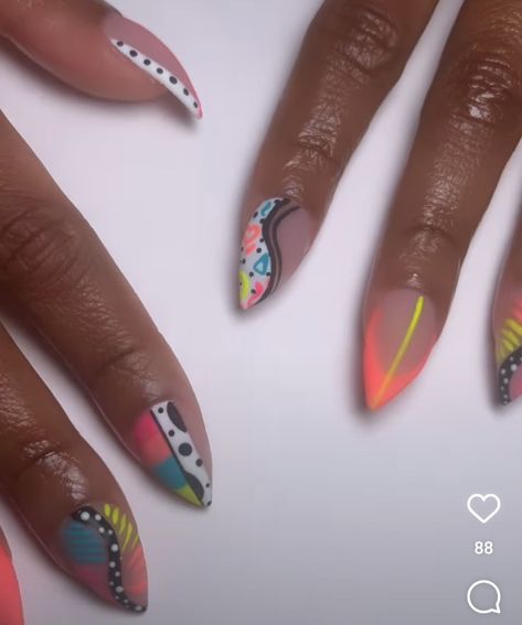 Art Tricks, Pattern Nails, Nail Glam, Pedi Ideas, Neon Nail Designs, 2023 Nail, Abstract Nails, Yellow Nails Design, Pastel Abstract