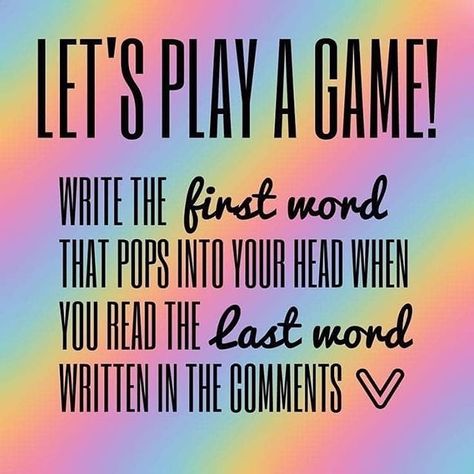 This is so silly but I thought it would be fun.  First word: SUMMER  #funtimes #meme #somethingsilly Kik Games, Giveaway Graphic, Facebook Party Games, Scentsy Games, Facebook Group Games, Online Party Games, Interaction Posts, Let's Play A Game, Interactive Facebook Posts