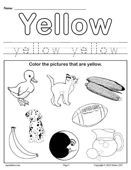 Color Yellow Preschool Worksheets Preschool Printouts, Coloring Worksheets For Kindergarten, Food Lessons, Color Worksheets For Preschool, Shape Coloring Pages, Kindergarten Colors, Kindergarten Coloring Pages, Free Preschool Worksheets, Preschool Colors