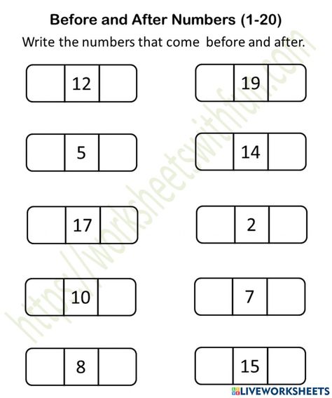 Before And After Worksheets, Worksheets For Kindergarten Math, Number Worksheets For Kindergarten, Before And After Numbers, Learning Numbers Preschool, Spring Math Activities, Preschool Number Worksheets, Maths Paper, Spring Math