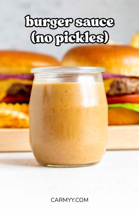 This burger sauce comes together quickly and easily with kitchen staples! It's a little bit sweet with a delicious tangy flavor and is perfect for anything from burgers to sandwiches or as a dip for your sides! Burger Sauce Recipe, Best Burger Sauce, Burger Sauces Recipe, Easy Grilling Recipes, Kitchen Staples, Barbeque Sauce, Burger Sauce, Sweet Pickles, Pickle Juice