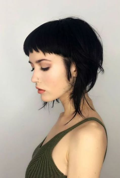 Which Crazy Haircut Should You Try Based On Your Zodiac Sign? | Society19 UK Low Effort Short Hairstyles, Undercut With Layers, Punk Shoulder Length Hair, Short Hair With Straight Bangs, Long In Front Short In Back Hair, Aline Bob With Bangs, Punk Bob Haircut, Xiao Haircut, Shaved Sides With Bangs