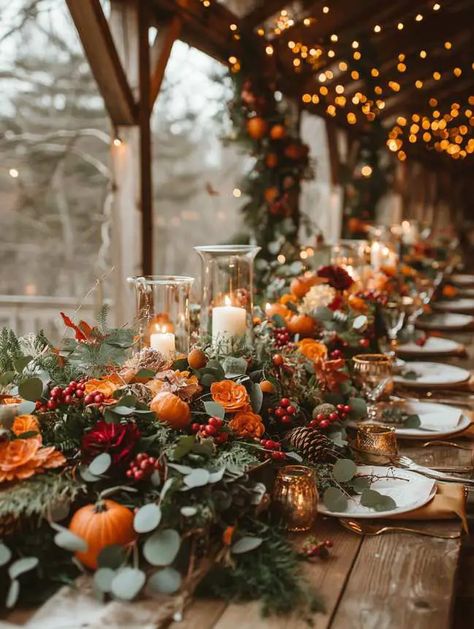 Fall Wedding Party Table, Fall Color Wedding Reception, Autumnal Wedding Flowers Table, Western Fall Wedding Centerpieces, Fall Wedding Eucalyptus, Fall Wedding Tablescapes Round Tables, Fall Wedding Aisle Flowers, Burgundy And Burnt Orange Wedding Table Decor, Fall Tablescapes Wedding