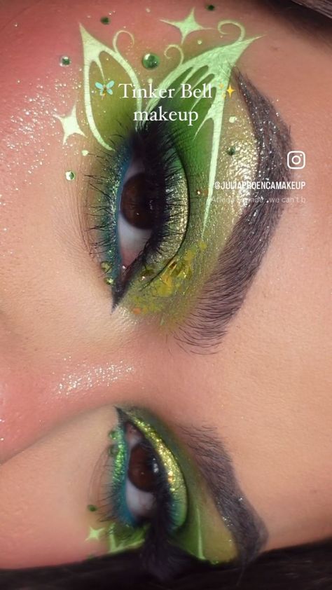 Female Elf Makeup, Fairy Face Paint Women, Fairy Garden Makeup Ideas, Mother Nature Makeup Looks, Dragonfly Makeup Halloween, Leaf Makeup Look, Easy Fairy Makeup Halloween, Cute Cottagecore Makeup, Poison Ivy Halloween Makeup