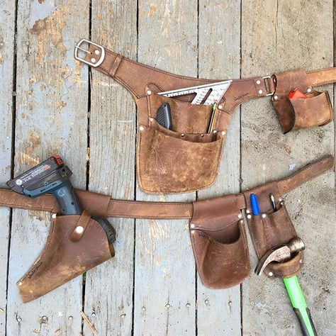 We're having fun breaking in some of our own leather. #toolbelt #leatherwork #handmade Leather Tool Belt Diy, Toolbelt Diy, Leather Tool Pouches, Leather Tool Belt, Leather Working Patterns, Tool Belts, Work Belt, Leather Apron, Leather Workshop