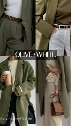 Green Coat Outfit, Olive Green Outfit, Simple Casual Outfits, Colour Combinations Fashion, Mix Match Outfits, Color Combos Outfit, Business Casual Outfits For Work, Elegante Casual, Classy Work Outfits