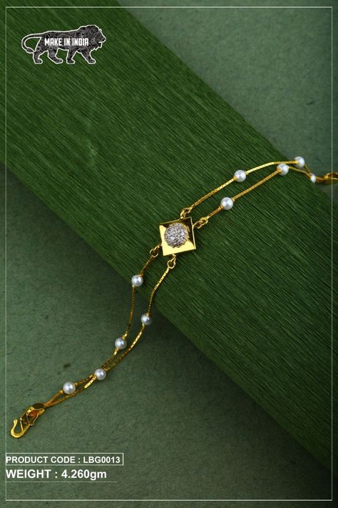 Weight:-  4.260 Grams  #rushabhjewels #lucky #22ct #lady #giftidea #shoppingaddict #photooftheday #preciousjewelry #jewelsofinstagram #goldlover #foryoupage #giftforher Ladies Breslate Design, Pearl And Gold Bracelet, Creative Necklace, Gold Pearl Jewelry, Gold Bangles For Women, Diamond Bracelet Design, Diamond Pendants Designs, Antique Jewellery Designs, Jewelry Set Design