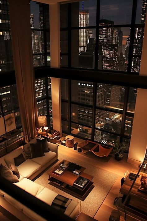 Ny Penthouse Aesthetic, Nice Nyc Apartments, South Korea Apartment Luxury, Penthouse Nyc Manhattan, Nyc House Interiors, New York Flat Aesthetic, Japanese Penthouse Apartment, City Penthouse Aesthetic, Art Deco Penthouse