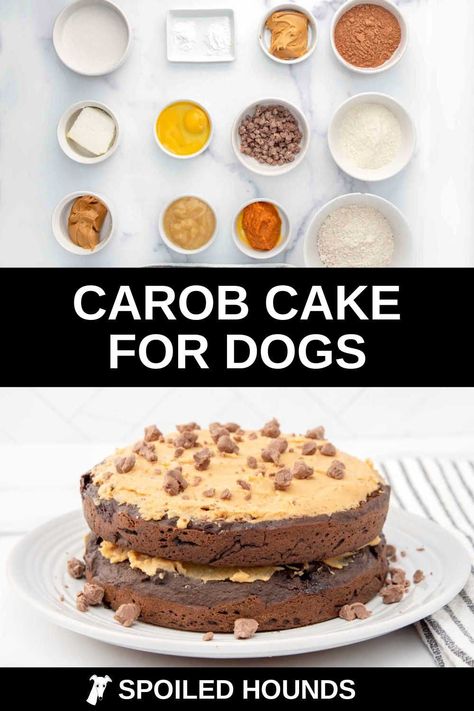 Carob Dog Cake, Carob Cake Recipe, Dog Birthday Parties, Carob Cake, Peanut Butter Cream Cheese Frosting, Dog Friendly Cake, Cake For Dogs, Gluten Free Dog Treats, Peanut Butter Cream Cheese