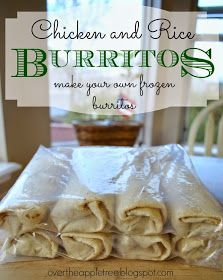 Freeze Ahead Burritos, Diy Frozen Burritos, Frozen Chicken And Rice, Chicken And Rice Burritos, Spinach Cooked, Freezer Burritos, Freezer Lunches, Freezer Prep, Frozen Burritos