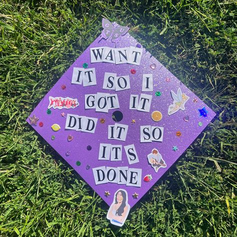 Olivia Rodrigo themed Grad cap 🦋⭐️💜 DM to order your cap today! 💌 #oliviarodrigo #guts #gradcapideas #gradcapideas #brotherscanncut Olivia Rodrigo Grad Cap, Olivia Rodrigo Graduation Cap, Goth Grad Cap, Grad Diy, Graduation Cap Decoration Diy, Grad Cap Designs, Olivia + Core + Aesthetic, Diy Graduation Cap, Grad Caps