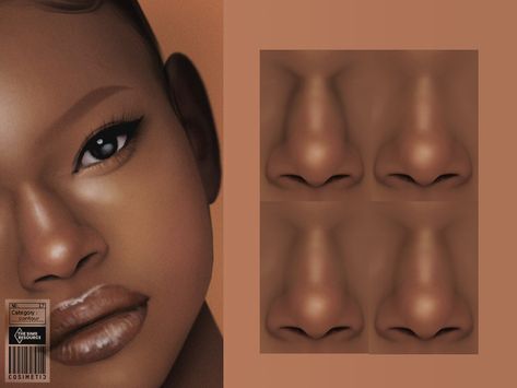 Sims 4 Nose Details, Sims 4 Skins Cc Details, Nose Contour Sims 4, Sims Cc Nose Preset, Cc Sims 4 Noses, Nose Preset Sims 4 Cc, Sims 4 Cc Makeup Dark Skin, Sims 4 Makeup Contour, Sims Cc Contour