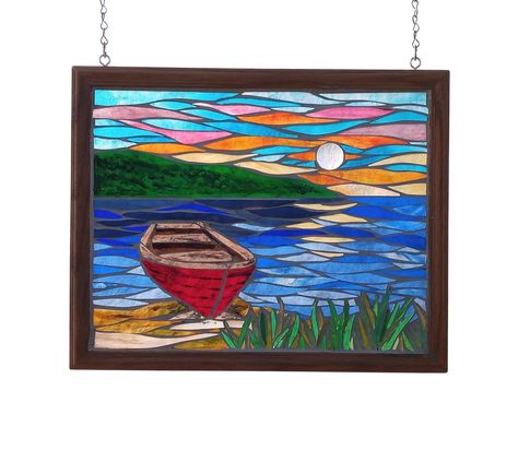 Stained Glass Lake Scene, Batik Diy, Stained Glass Mosaic Art, Hanging Stained Glass, Stained Glass Patterns Free, Modern Stained Glass, Stained Glass Light, Glass Fusion Ideas, Detailed Artwork