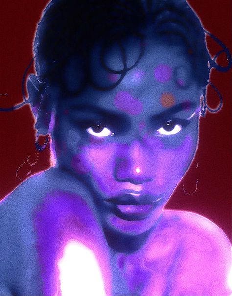 Black Women Art Reference, Face Reference With Lighting, Purple Portrait Photography, Purple Portrait, Aesthetic Walk, Positive Poison, Poison Aesthetic, Colorful Portrait Photography, Photography Colorful