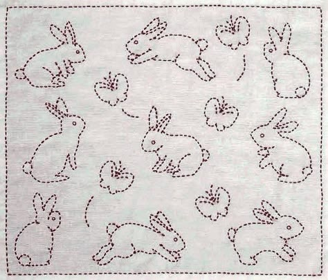 Sashiko Pattern, Bunny Embroidery, Sashiko Embroidery, Redwork Embroidery, Basic Embroidery Stitches, Japanese Embroidery, Embroidery On Clothes, 자수 디자인, Sewing Embroidery Designs